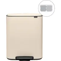 Brabantia Bo Prullenbak - 2 x 30 liter - Afvalscheiding - Soft Beige