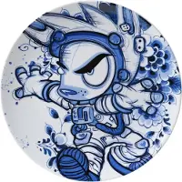 Huismerk Heinen Delfts Blauw Wandbord Astro Pjipje - Ø 27 cm