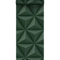 Origin Wallcoverings eco-texture vliesbehang grafisch 3D motief donkergroen - 347818 - 0,53 x 10,05 m