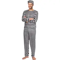 Partychimp Gevangene Kostuum Boevenpak Boef Kostuum Carnavalskleding Heren Verkleedkleren Volwassenen Halloween Kostuum Volwassenen Halloween Kostuum Heren- Polyester - Zwart/Wit - 2XL