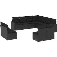vidaXL 11-delige Loungeset met kussens poly rattan zwart