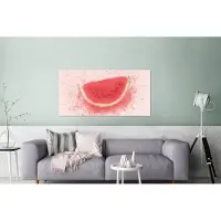 MuchoWow Wanddecoratie Metaal - Aluminium Schilderij Industrieel - Watermeloen - Fruit - Pastel - Zomer - 160x80 cm - Dibond - Foto op aluminium - Industriële muurdecoratie - Voor de woonkamer/slaapkamer