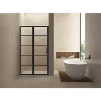 Boss & Wessing Bws nisdeur indus met vast paneel 80x200 cm 8 mm nano glas omkeerbaar mat zwart