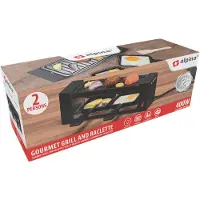 Alpina Raclette Gourmet Set - 400 W -Raclette en Grill - Anti-Aanbaklaag - RVS - Makkelijk Meenemen - Zwart