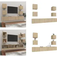 vidaXL 6-delige Tv-meubelset bewerkt hout sonoma eikenkleurig - Tv-kast - Tv-kasten - Tv-meubel - Hifi-meubel