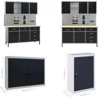 vidaXL Werkbank met 4 gereedschapswanden en 2 wandkasten - Werkbank - Werkbanken - Werktafel - Werktafels