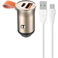 LDNIO - C509Q - 30W - USB-C / USB A - Autolader / Snellader met Geschikt voor: Micro kabel Geschikt voor : Samsung Galaxy / Nokia / Motorola / Huawei / Oppo / LG