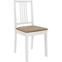 The Living Store De Living Store eettafelsstoelen met kussens, 6 stuks, wit, massief hout
