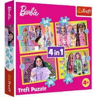 Barbie puzzelset Barbie 4-in-1 kleurrijk karton speelgoed.