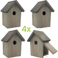 Garden Spirit Vogelhuisje Pakket - Mezen Grijs - 4 stuks- Nestkastje - - Grijs - H