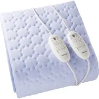 Inventum HN5211L elektrische onderdeken 150x140 cm - Tweepersoons - 3 warmtestanden - 2 schakelaars - Warmtedeken - Uitwasbaar - Oververhittingsbeveiliging - Fleece - Lichtblauw