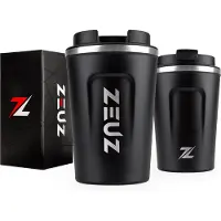 ZEUZ Thermosbeker & Koffiebeker To Go – Mok & Beker voor Koffie & Thee Onderweg – Travel Thermos Mug - 380ml – Zwart