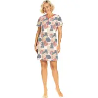 Ascafa Nachthemd 'Geometrical Stripe' - Dames Nachtmode - Korte Mouw - Mixed - Maat 44
