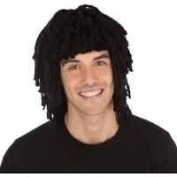 Bristol Novelty - Carnaval rasta/reggae pruik met dreadlocks en pony - zwart- verkleed accessoires