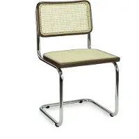Workliving Bas Eetkamerstoel - Rotan Design Walnoot / Chroom