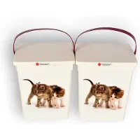 Discountershop Huisdier Voedselcontainer Set voor Katten - 4L Elk - Wit - Kunststof - Set van 2 | 16.5cm x 26.5cm x 13.5cm