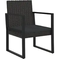 vidaXL Tuinstoel met kussen poly rattan zwart