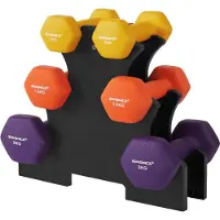 Orion Hex Dumbbell Set met Dumbbell Stand - 2 x 1 kg - 2 x 1,5 kg - 2 x 2 kg - Mat Afwerking - Neopreen Coating, - Krachttraining - Thuis