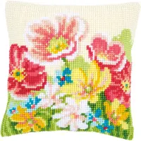 Vervaco - Kruissteekkussen kit - Zomers bloemenveld - PN-0163860 - Borduren - Borduurpakket - Borduurpakket volwassenen - Borduurpakket kind