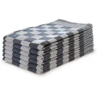Ten Cate Theedoeken Set Blok 65x65 - blauw - set van 6