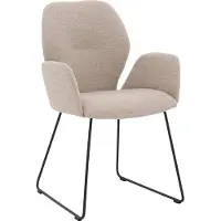 Goossens Eetkamerstoel Hera wit stof met armleuning, modern design