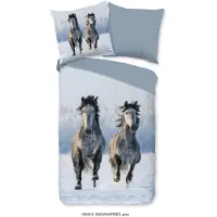 Muller Textil kinderdekbedovertrek snow horses paarden - flanel