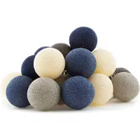 Cotton Ball Lights - LED lichtslinger voor binnen - Handgemaakt en Fairtrade - 20 lampjes - Steel Blue
