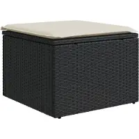 vidaXL Tuinkruk met kussen 55x55x37 cm poly rattan zwart