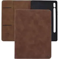 CASEME Bookcase hoesje - Tabletcase met pasjeshouder - Lichtbruin - Geschikt voor: Samsung Galaxy Tab S8 Plus / Tab S7 FE 2021 / Tab S7 Plus - 12.4 Inch