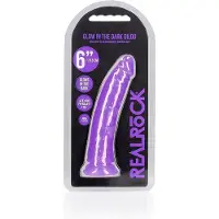 Shots toys REALROCK - 6 inch - dildo - zuignap - ribbels - glow in the dark - paars