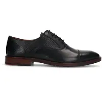 Manfield Zwarte leren veterschoenen | Maat 43