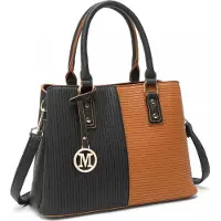 MISS LULU Dames Schoudertas - Handtas - Laptoptas 13.3" – Zwart/Bruin