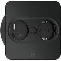Bachmann Twist 2 vierkant stopcontact met USB-A en USB-C zwart