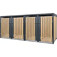 ML-Design Afvalemmerhek Tony voor 4 bakken | staal naturel 264x80x116 cm tuingereedschap | NADUVI