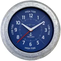 Nextime Tide – Wandklok met Getijden – 22 cm – Metaal – Gegalvaniseerd Zilver/Blauw