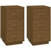 vidaXL Nachtkastjes 2 st 40x40x75 cm massief grenenhout honingbruin