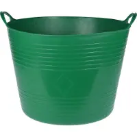 Excellent houseware Flexibele emmer - donkergroen - 40 liter - kunststof - 45 x 37 cm - Wasmanden