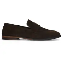Manfield Bruine suède loafers | Maat 45