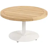 4 Seasons Outdoor Volta teak salontafel centrale poot wit 60 cm rond