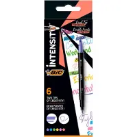 BIC Intensity Dual Tip Highlighter Viltstiften met Schuine en Dunne Punt - Diverse Kleuren - 6 Stuks - Punt van 0.4 mm