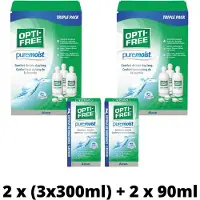 Alcon OptiFree Puremoist 2x voordeelpak: 3x 300ml + 3lenshouders + gratis reisverpakking: 2x 90ml