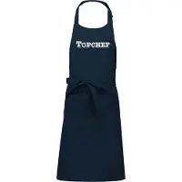 Kariban Mijncadeautje - Keuken- en Barbecueschort - Topchef - nr.1 - Tekstschort - Verjaardag - Humorschort - Navy Blauw