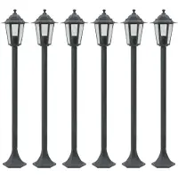 vidaXL Tuinpaalverlichting, 6 stuks, E27, 110 cm, aluminium, donkergroen