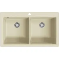 vidaXL Gootsteen dubbele bakken graniet beige