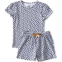 Little label shortama van katoen blauw/wit Meisjes Stretchkatoen Ronde hals - maat 170