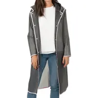 Perletti Semi transparante zwarte regenjas City Trench met witte bies S