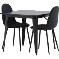 Ebuy24 Tempe eethoek tafel zwart en 2 Polar stoelen zwart.