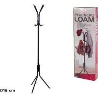 Gerimport - kapstok - zwart - metaal - staand - 8 haken op 2 hoogtes - 175 cm - Kapstokken