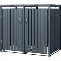 ML-Design Afvalemmerhek Tony voor 2 bakken | staal zwart 132x80x116 cm tuingereedschap | NADUVI