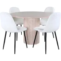 Ebuy24 Bianca eethoek tafel whitewash en 4 Polar stoelen wit.